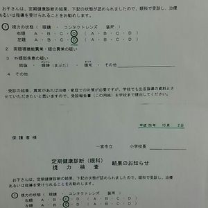 視力検査の結果のお知らせ