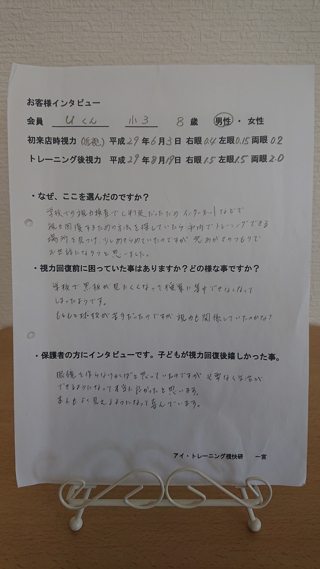 Ｕくん　小学３年生　８歳　男性　一宮市